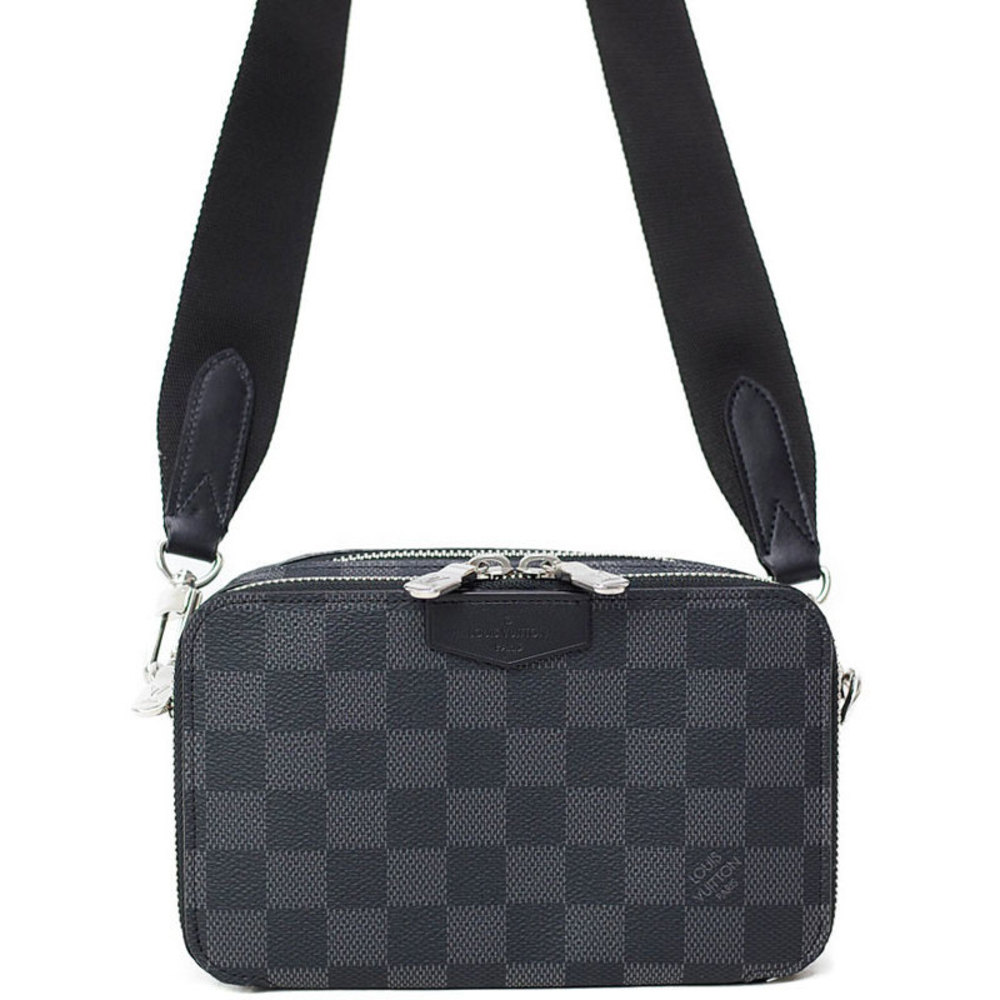 Louis Vuitton Shoulder Black Wallet Wearable Damier Bag Graphite Alpha